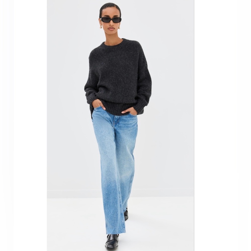 Jenni Kayne Alpaca Cocoon Crew Neck Pullover Dark Grey Charcoal